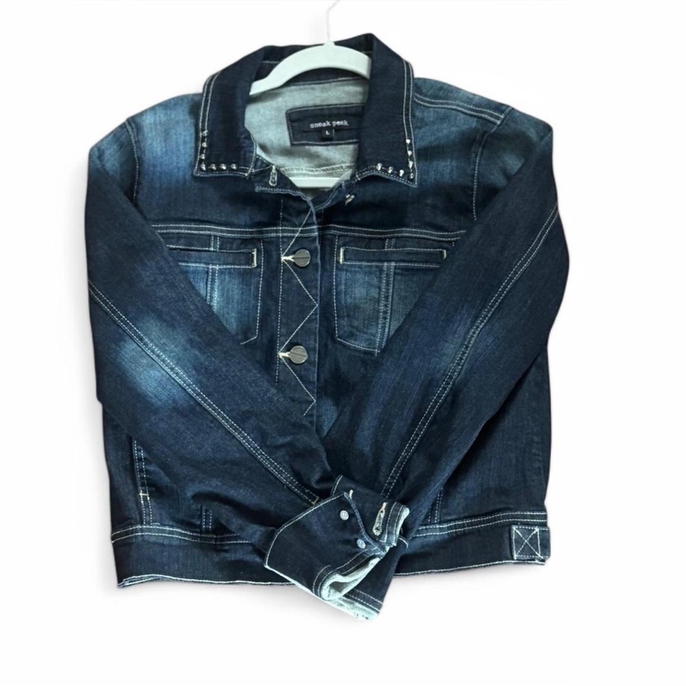 Sneak Peek Dark Wash Jean Jacket - Size Large
